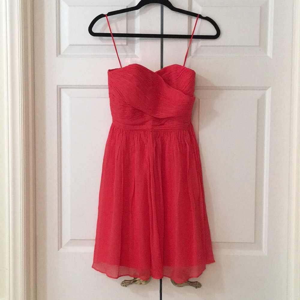 J Crew Arabelle strapless dress in silk chiffon
